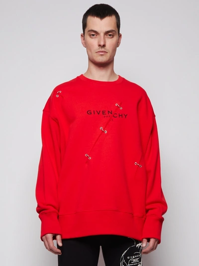 Shop Givenchy Oversized Trompe Loeil Ring Sweatshirt, Red