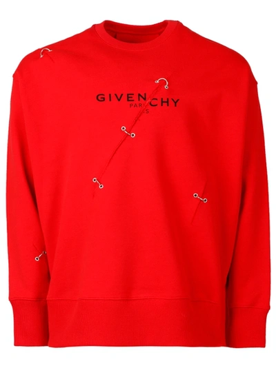 Shop Givenchy Oversized Trompe Loeil Ring Sweatshirt, Red