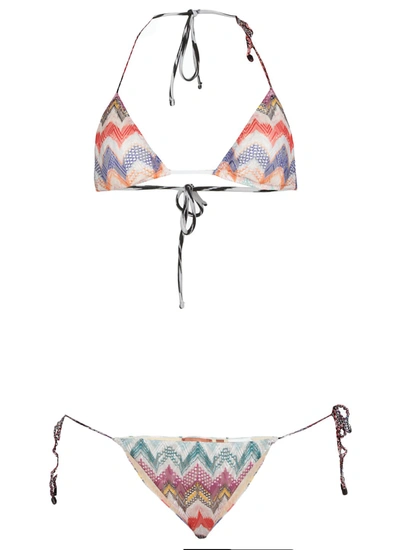 Shop Missoni Mare Knit Triangle Bikini Set In Multi