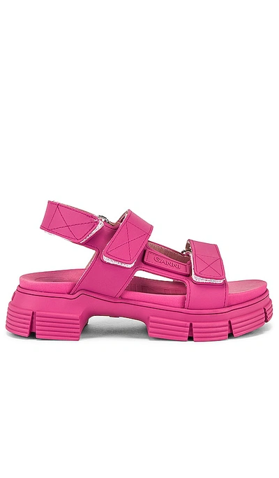 Shop Ganni Sport Sandal In Shocking Pink