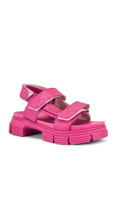 Shop Ganni Sport Sandal In Shocking Pink