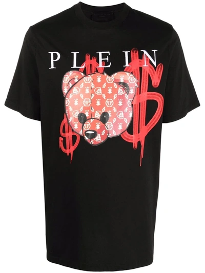 Shop Philipp Plein Graphic-print Logo T-shirt In Black