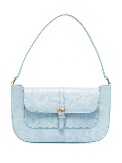 Shop By Far Miranda Lizard-effect Shoulder Bag In Blue