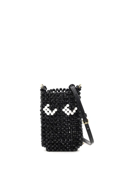 Shop Anya Hindmarch Phone Pouch With Shoulder Strap In Black