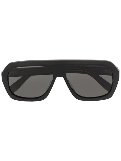 Shop Dunhill Textured Pilot-frame Sunglasses In Black