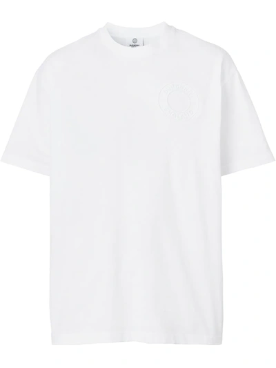Shop Burberry Embossed Logo-detail T-shirt In White