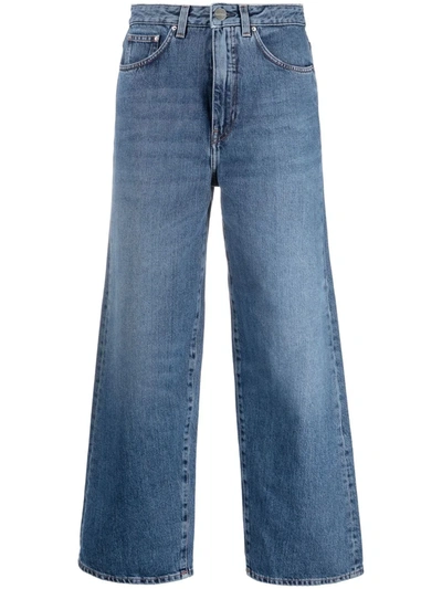 Shop Totême Wide-leg Cropped Jeans In Blue