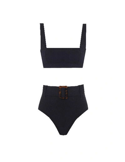 Shop Anais & Margaux Francoise Black Textured High Waist Bikini