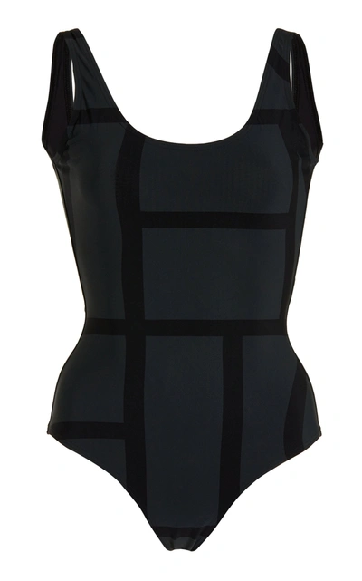 Shop Totême Monogram One-piece Swimsuit In Black