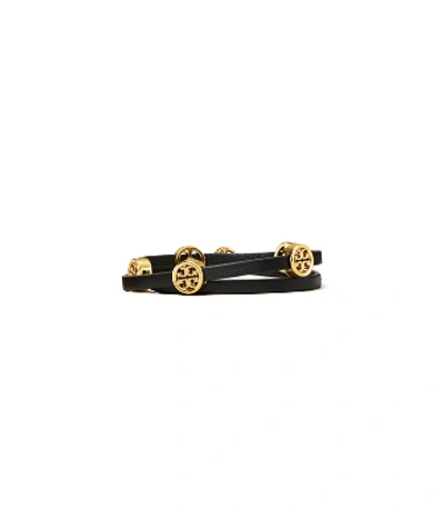 Shop Tory Burch Miller Double-wrap Bracelet In Tory Gold / Black
