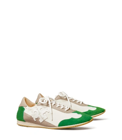 Shop Tory Burch Tory Sneaker, Extended Width In Snow White / Green