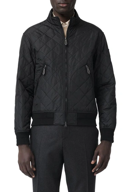 Shop Burberry Richworth Thermoregulated Diamond Quilted Jacket In Black