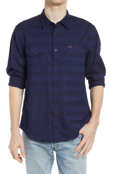 Shop Lee Relaxed Fit Stripe Button-up Work Shirt In Indigood