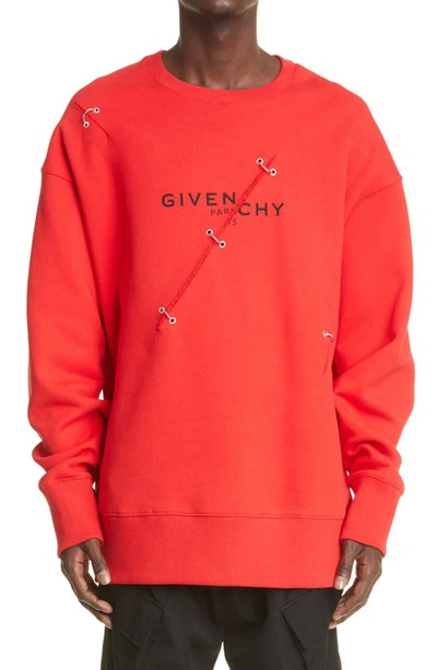 Shop Givenchy Trompe L'oeil Logo Ring Sweatshirt In Red