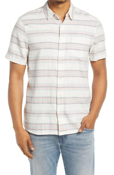 Shop Marine Layer Stripe Selvedge Short Sleeve Button-up Shirt In Bold Stripe