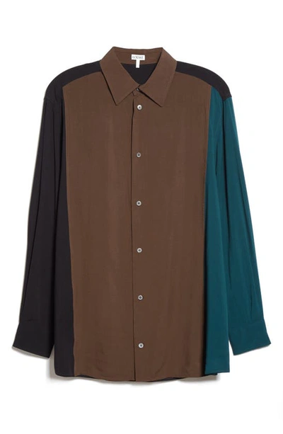 Shop Loewe Relaxed Fit Colorblock Button-up Shirt In Multicolor 9990