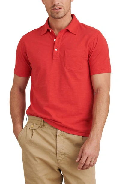 Shop Alex Mill Standard Short Sleeve Slub Pocket Polo In Berry Red