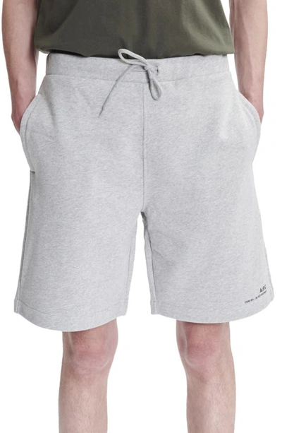 Shop Apc Cotton Sweat Shorts In Plb Heathered Light Grey