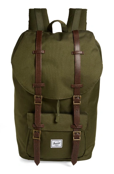 Shop Herschel Supply Co Little America Backpack In Ivy Green/ Chicory Coffee