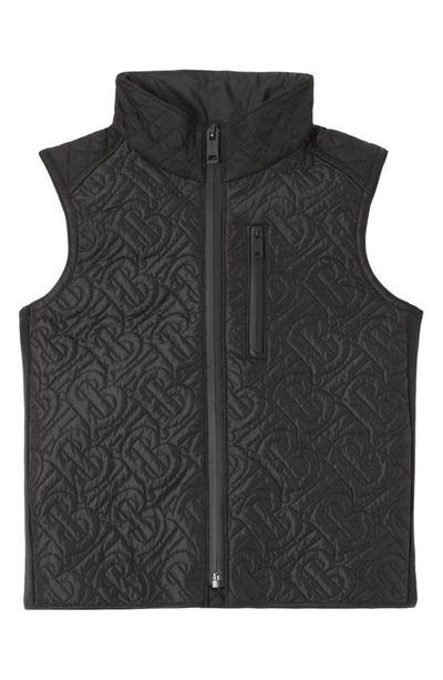 Shop Burberry Kids' Giaden Tb Monogram Quilted Vest In Black