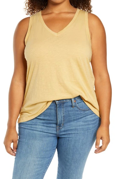 Shop Madewell Whisper Cotton V-neck Tank In Autumn Gold