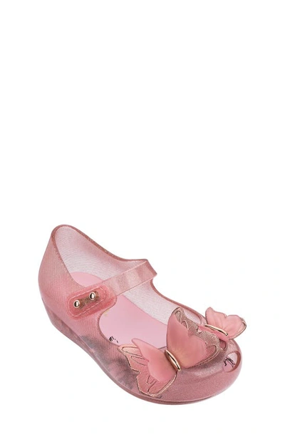 Shop Mini Melissa Ultragirl Butterfly Mary Jane Flat In Pink Glitter - 52854