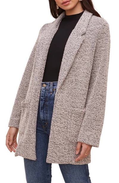 Shop Astr Tweed Knit Blazer In Cream-black