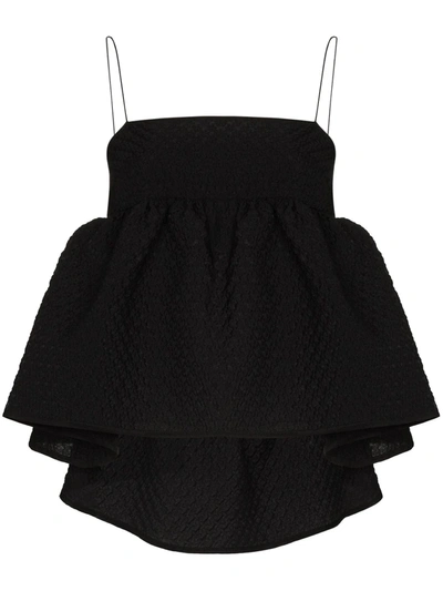 Shop Cecilie Bahnsen Selena Ruffled Textured Top In Black
