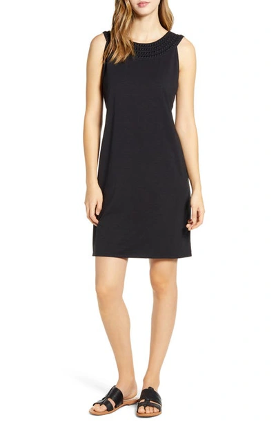 Shop Tommy Bahama Embroidered Neck Dress In Black