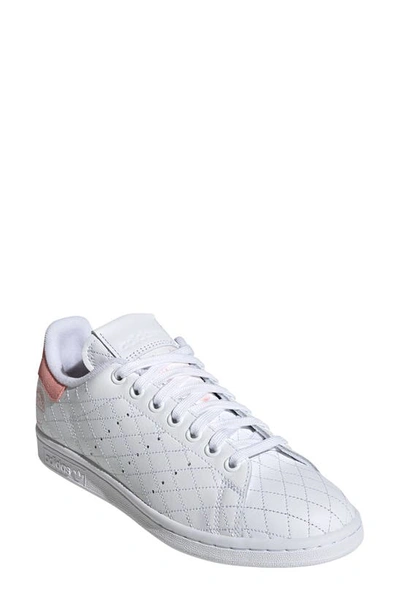 Shop Adidas Originals Stan Smith Quilted Sneaker In White/ White/ Glory Pink