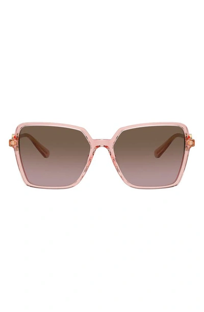 Shop Versace 58mm Square Sunglasses In Transparent/ Brown Gradient