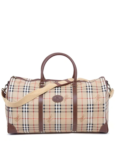 Pre-owned Burberry 1990s Nova Check Boston 2way Bag In Neutrals