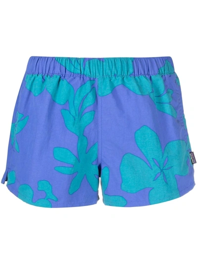 Shop Patagonia Barely Baggies Floral-print Shorts In Blue