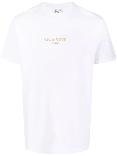 Shop Sporty And Rich Wimbledon Logo-print Cotton T-shirt In White