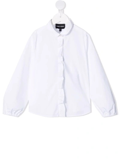 Emporio Armani Round-collar Buttoned Shirt In White
