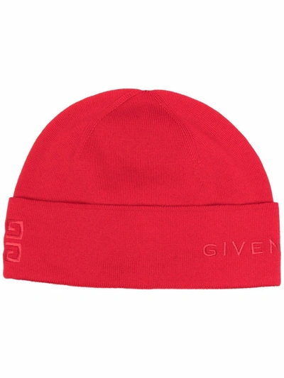 Shop Givenchy Logo-embroidered Beanie In Red