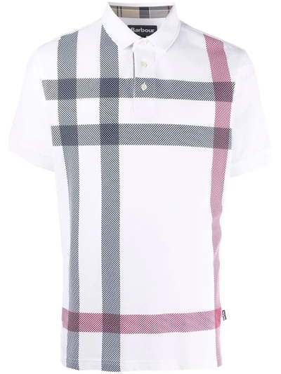 Shop Barbour Checked Cotton Polo Shirt In White