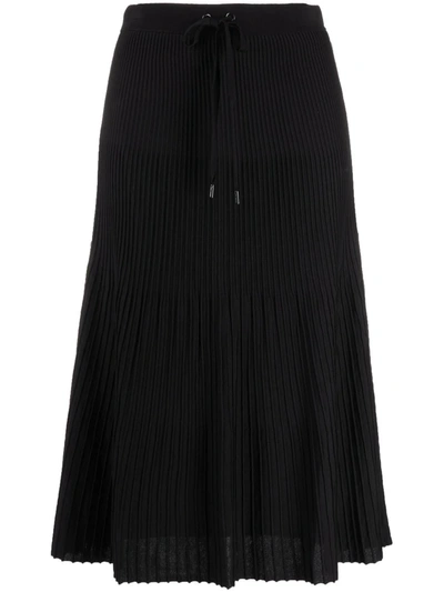 Shop Michael Michael Kors Ribbed A-line Skirt In Black