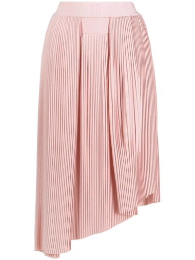 Shop Givenchy Asymmetric Pleated Midi Skirt In Pink