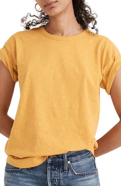 Shop Madewell Whisper Cotton Crewneck T-shirt In Nectar Gold