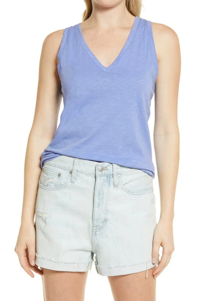 Shop Madewell Whisper Shout Cotton V-neck Tank In Summer Peri