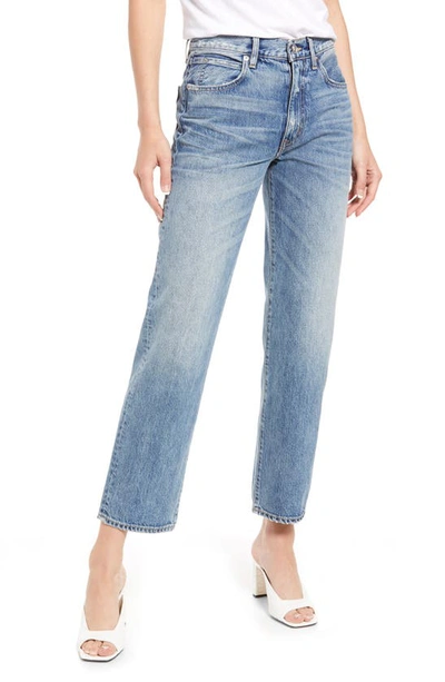 Shop Slvrlake Sophie Ripped Mid Rise Straight Leg Jeans In Thunder Road