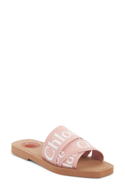 Shop Chloé Logo Slide Sandal In Delicate Pink
