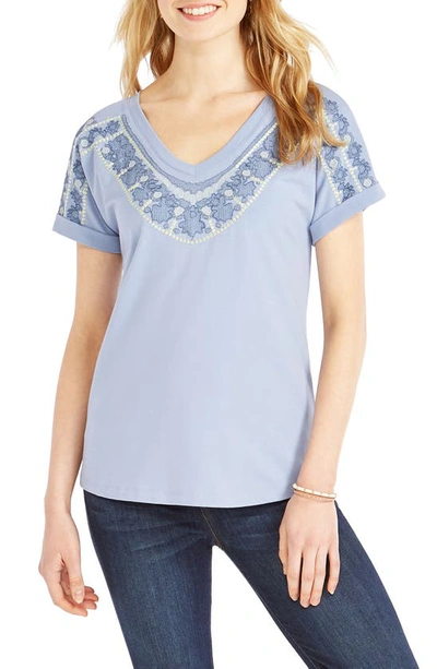 Shop Nic + Zoe Jetty Embroidered T-shirt In Blue Multi