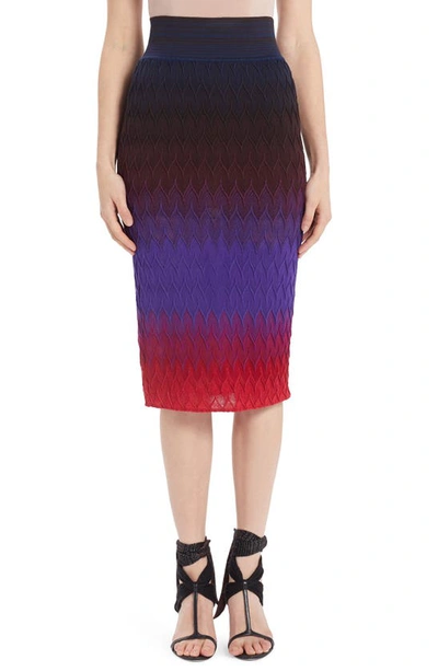 Shop Missoni Gradient Knit Pencil Skirt In Variante Scura