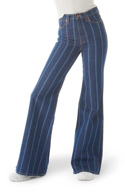 Shop Wrangler Wanderer Heritage Flare High Waist Jeans In Laser Stripe