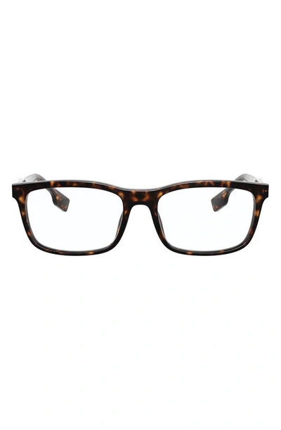 Shop Burberry 55mm Icon Stripe Detail Square Optical Glasses In Brown