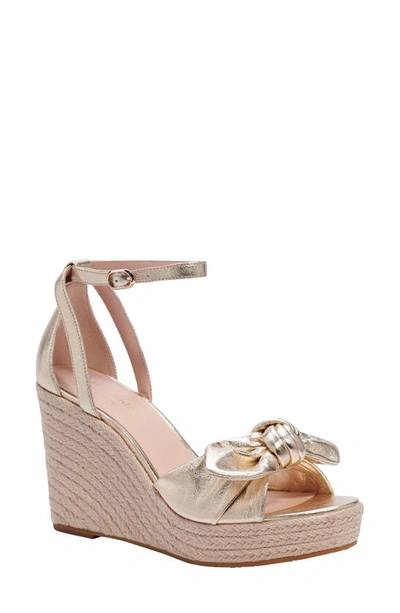 Shop Kate Spade Tianna Espadrille Wedge Sandal In Pale Gold Leather