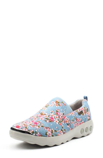 Shop Therafit Selena Slip-on Sneaker In Blue Floral Fabric