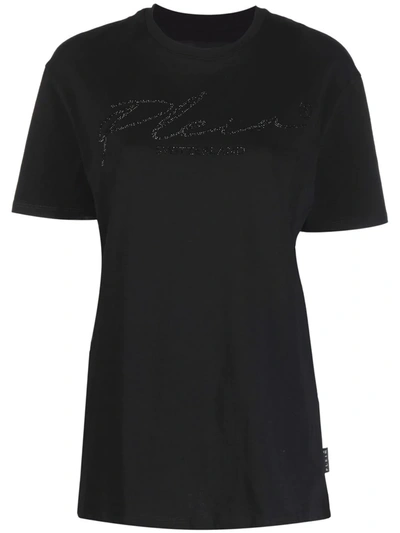 Shop Philipp Plein Signature Crystal-embellished T-shirt In Schwarz